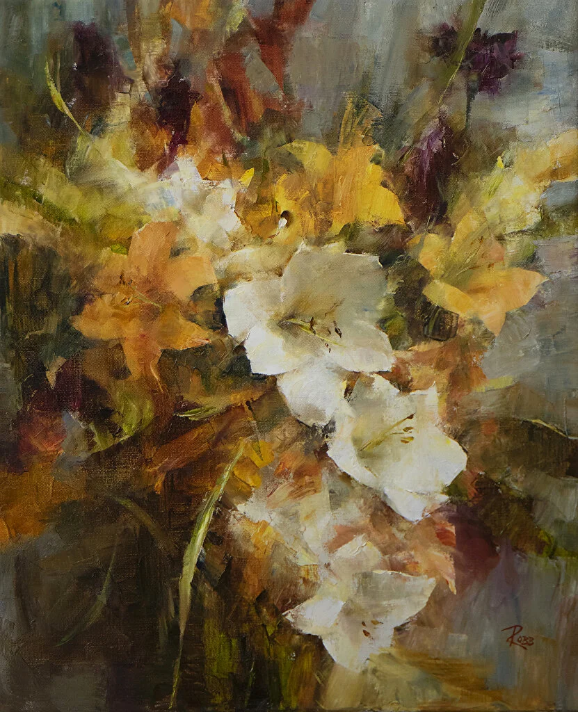 Still life painting of lilies by Laura Robb