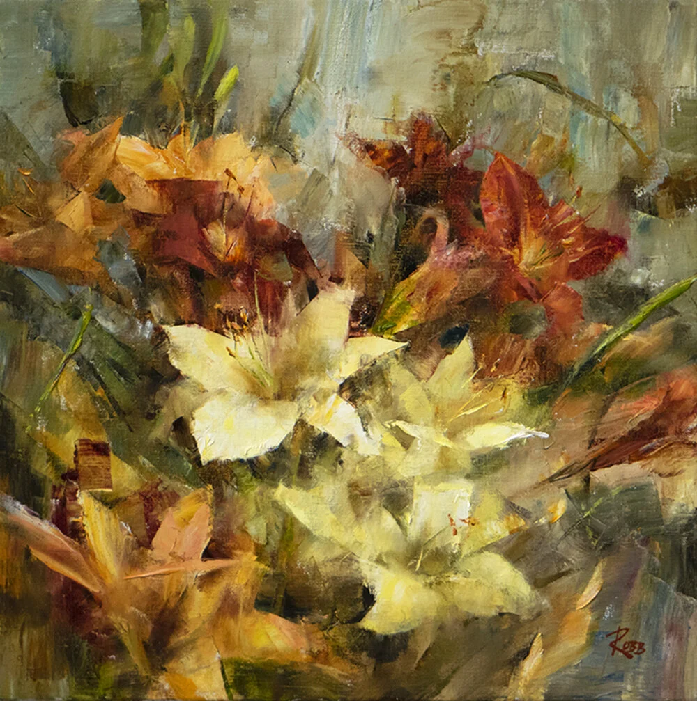 Still life painting of lilies by Laura Robb
