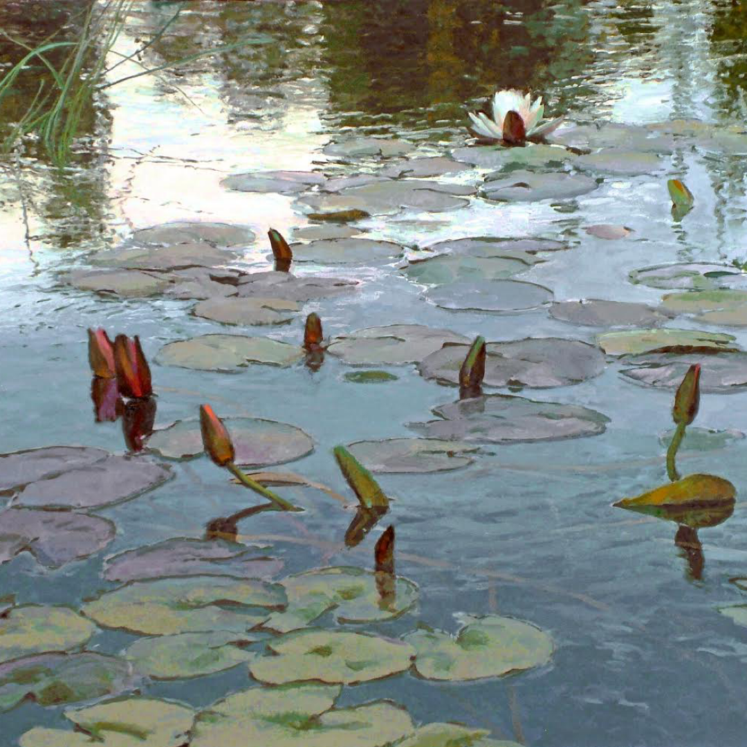 Water lilies painted by Len Chmiel