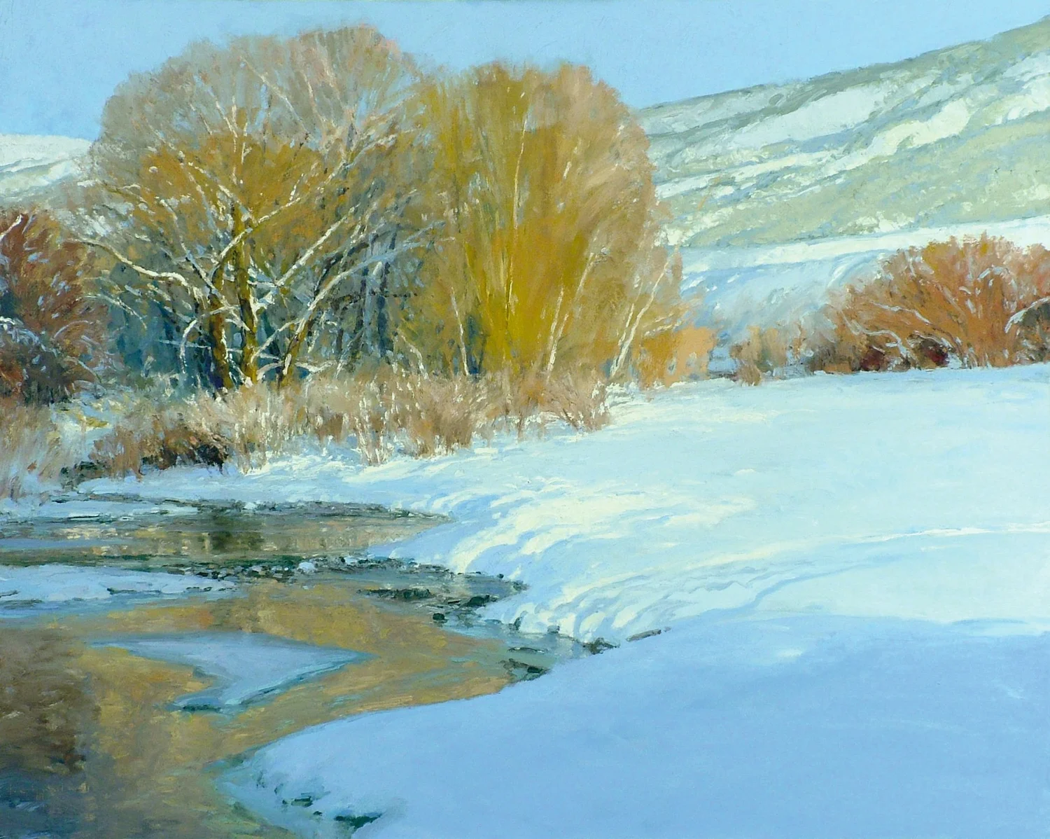 Winter Cottonwoods, a painting by Len Chmiel
