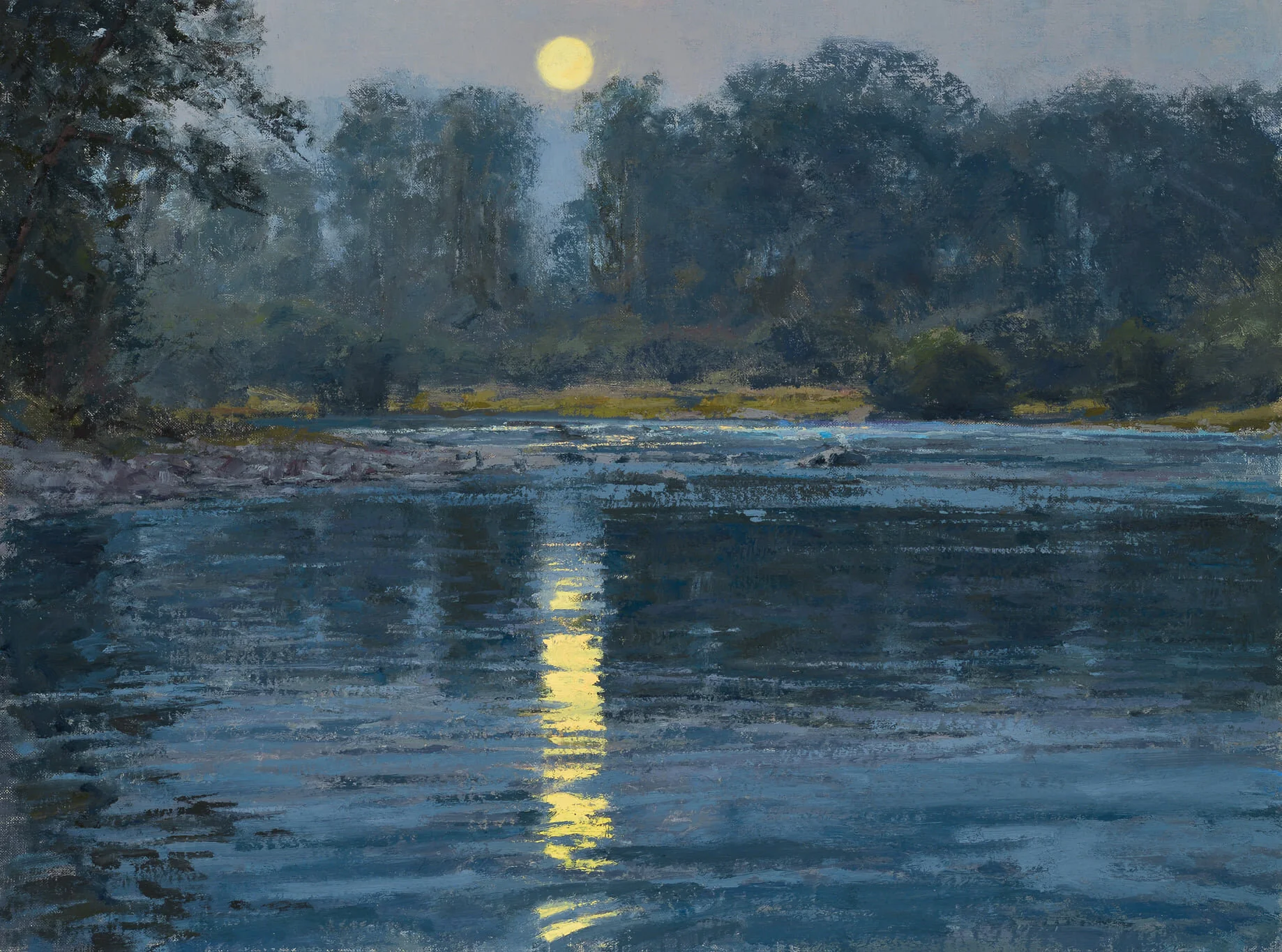 Moon rise oil painting by Skip Whitcomb